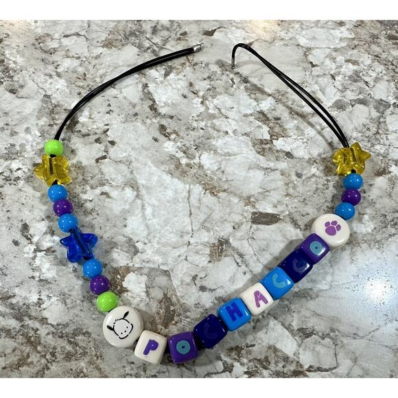 Vintage Sanrio Pochacco Street Dog Extraordinaire Necklace Beaded Craft no Clasp - Picture 1 of 6